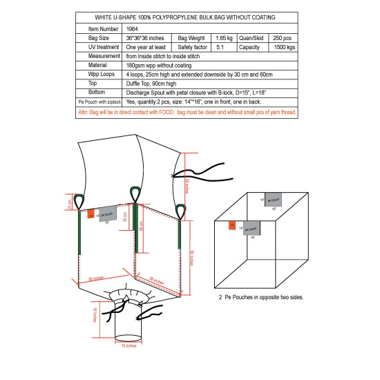 #1964 SAC CONTENEUR J/G 1500KG <br>36X36X36