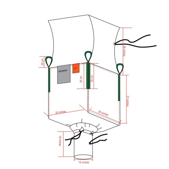 #1968A SAC CONTENEUR J/G 22, USAGE UNIQUE <br>35X35X31 (1000KG) #1968A SAC CONTENEUR J/G 22, USAGE UNIQUE <br>35X35X31 (1000KG)