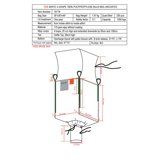 #1977B FDA SAC CONTENEUR J/G 35 UV US.UNIQUE <br>35