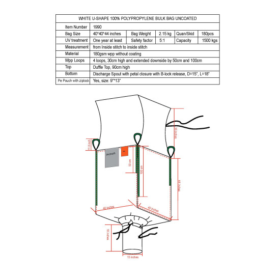 #1990 SAC CONTENEUR J/G 41 UV <br>40X40X44 (1500KG)