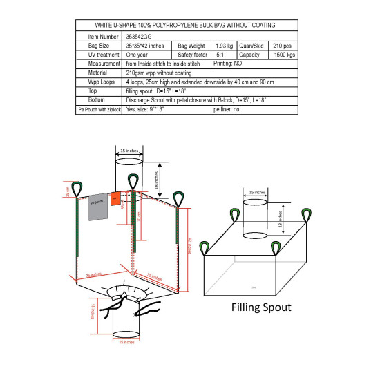 #353542GG CONT.BAG S/S 30 SINGLE <br>35X35X42 (1500KG) #353542GG CONT.BAG S/S 30 SINGLE <br>35X35X42 (1500KG)