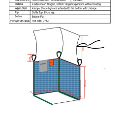#373741VP SAC CONTENEUR J/G (32) 4 COTES MESH VENTILE /FOND PLAT <br>37X37X41 (1000KG)
