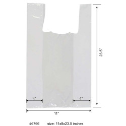 #6766 BLANC SACS PLASTIQUE A BRETELLE S5 <br>12X7X21 0.8MIL
