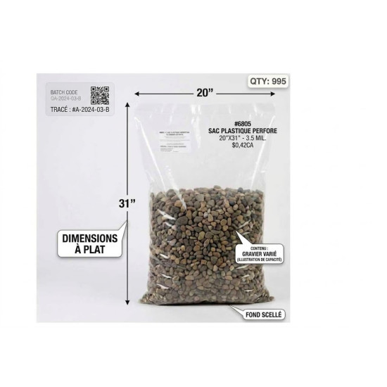 #6805 SAC PLASTIQUE PERFORE <br>20 #6805 SAC PLASTIQUE PERFORE <br>20