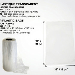 #7047 SAC PLASTIQUE CLAIR UV <br>16X31, 4MIL (ROLL)