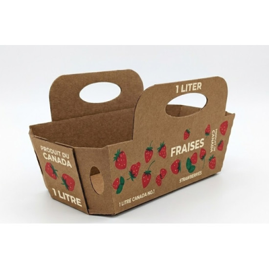 #71CKFR PANIER FRAISE QUÉBEC  <br>1LT BRUN/BROWN AVEC ANSE