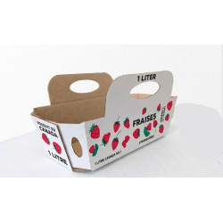 #71CKFR-BLE PANIER FRAISE QUÉBEC EXTÉRIEUR BLANC <br>1LT BLANC AVEC ANSE