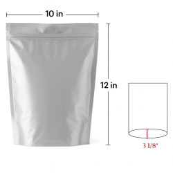 #ASUP1012 POCHETTE MÉTALLISÉE ARGENT DE TYPE STAND-UP POUCH AVEC FERMETURE ZIP REFERMABLE <br>10