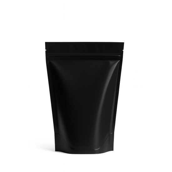 #ASUP11519 POCHETTE BRILLANTE NOIR STAND-UP (INT. ALUMINIUM) <br>11.75x5.375x15.75