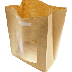 #CB SAC PAPIER BRUN UNI*          AVEC FENETRE <br>8.25X5X10.75