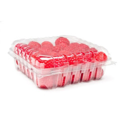 #H260 1/2 PINTE CASSEAUX FRAMBOISE AVEC TAMPON  <br>4 7/8 x 4 7/8 x 1 7/8