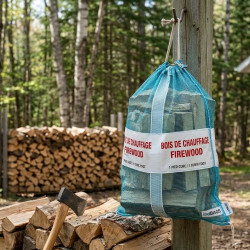 #M20BLP-N SAC EN FILET POUR BOIS DE CHAUFFAGE AVEC BANDE - AQUA <br>20.5 #M20BLP-N SAC EN FILET POUR BOIS DE CHAUFFAGE AVEC BANDE - AQUA <br>20.5