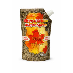#PS500A_B POCHETTE SIROP D'ERABLE 500ML AVEC BOUCHONS <br>150X220X80MM OUTSIDE