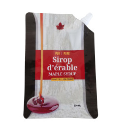 #PS500N_B POCHETTE SIROP D'ERABLE 500ML NOUVELLE IMPRESSION AVEC BOUCHON <br>150X220X80MM OUTSIDE