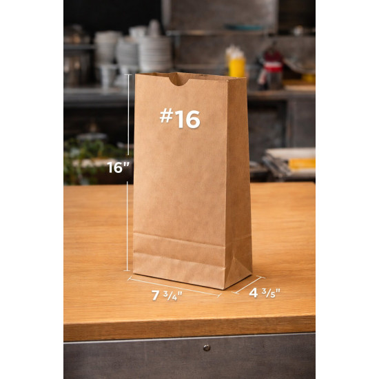 #SEP16 SAC PAPIER BRUN 1 PLI         NO 16 SANS POIGNEE <br>7 3/4