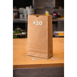 #SEP20 SAC PAPIER BRUN 1 PLI NO 20 SANS POIGNÉE <br>8 1/4