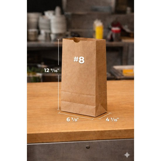 #SEP8 SAC PAPIER BRUN 1 PLI         NO 8 SANS POIGNEE <br>6 1/8