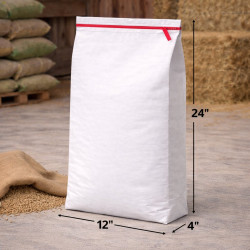 #SPLB12424-1008 SAC POLYPROPYLÈNE TISSÉ LAMINÉ PAPIER BLANC AVEC EASY OPEN <br>12